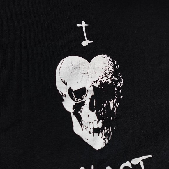 Vintage I Love Ghost Hunting T Shirt Mens XL Heart Skull Grunge Faded Black Y2K - Picture 3 of 8